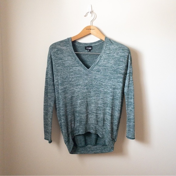 Wilfred Free Aritiza Devinette Oversized Tee V-Neck Green Grey Slub Knit XXS Y2K - Picture 2 of 9